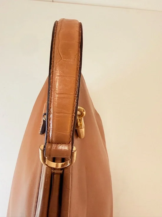 Michael Kors Gramercy Medium Acorn Leather Satchel - Croc Trim - Picture 8 of 14